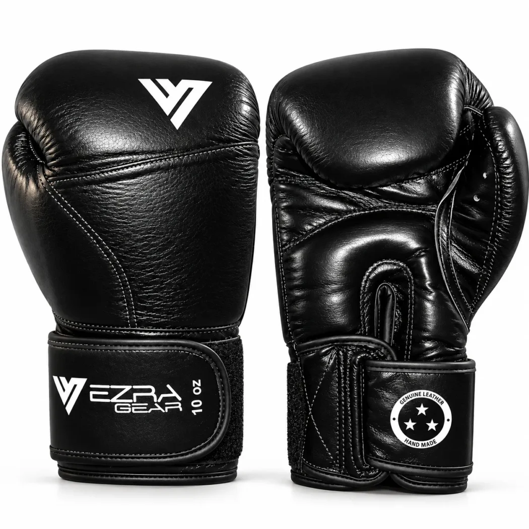 VEZRA BLACK LEATHER KICKBOXING GLOVES (1)
